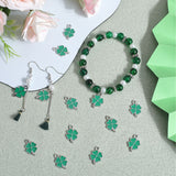 60Pcs Rack Plating Alloy Enamel Pendants, Cadmium Free & Nickel Free & Lead Free, Clover, Green, 19x13x1.5mm, Hole: 1.6mm