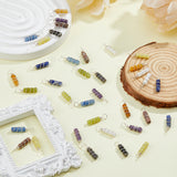 36Pcs 9 Styles Natural Mixed Gemstone Pendants, Silver Plated Brass Wire Wrapped Column Charms, 22x13~14mm, Hole: 4mm, 4pcs/style