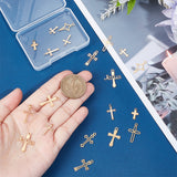 20Pcs 10 Style Vacuum Plating 304 Stainless Steel Pendants, Cross with Word Jesus & Star, Golden, 12~20.5x7~17.5x0.5~1mm, Hole: 1.6~1.8mm, 2pcs/style