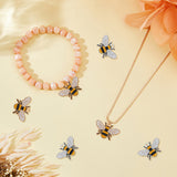 48Pcs 2 Colors Alloy Enamel Pendants, Bee Charm, Mixed Color, 26x17x1.5mm, Hole: 2mm, 24pcs/color