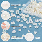 300Pcs 5 Style ABS Plastic Imitation Pearl Bead Caps, AB Color Plated, Flower, Creamy White, 6.5~11x7~11x1.5~5mm, Hole: 1.2~1.5mm, 60pcs/style