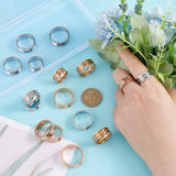 16Pcs 16 Style Titanium Steel Grooved Finger Ring for Women, Golden & Stainless Steel Color, Inner Diameter: 16~23mm, 1Pc/style