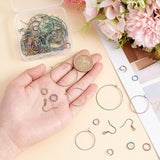 40Pcs 2 Style Ion Plating(IP) Rainbow Color 304 Stainless Steel Hoop Earrings Findings, with 20Pcs Earring Hooks, 40Pcs Jump Rings, 25x0.7mm, 35x0.7mm, 20Pcs/style