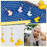 10Pcs 5 Colors Opaque Resin Duck Charms Locking Stitch Makers, with Platinum Iron Leverback Earring Findings, Mixed Color, 38mm, 2Pcs/color