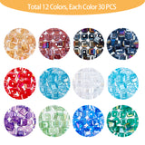 Electroplate Glass Beads, AB Color Plated, Faceted, Cube, Mixed Color, 6x6x6mm, Hole: 1mm, 13x10x2.2cm, 30pcs/color, 360pcs/box