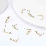 40Pcs Brass Stud Earring Findings, with Vertical Loops and 40Pcs Plastic Ear Nuts, Teardrop, Real 18K Gold Plated, 15x3.5x3mm, Hole: 1.4mm, Pin: 0.7mm