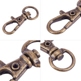 Alloy Swivel Lobster Claw Clasps, Swivel Snap Hook, Jewellery Making Supplies, Antique Bronze, 32.5x11x6mm, Hole: 9x5mm