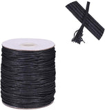 Waxed Cotton Thread Cords, Black, 2mm, about 100yards/roll