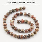 2 Strands Round Natural Ocean Agate/Ocean Jasper Beads Strands, 8mm, Hole: 1.2mm, about 46pcs/strand, 14.96''(38cm)