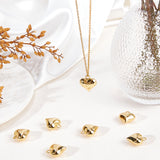 10Pcs Rack Plating Brass Pendants, Long-Lasting Plated, Cadmium Free & Lead Free, Puffed Heart Charms, Real 18K Gold Plated, 17.5x15.5x8.5mm, Hole: 2.5mm