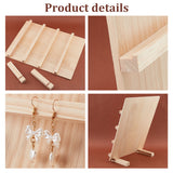 4-Tier Natural Pine Wooden Earring Display Stands, Earring Display Card Organizer Holder, Undyed, Rectangle, Navajo White, Finish Product: 14.2x30x39cm, about 3pcs/set