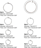 24pcs 6 sizes 304 Stainless Steel Retractable Clip-on Hoop Earrings, For Non-pierced Ears, with Spring Findings, Stainless Steel Color, 4pcs/size