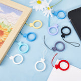 16Pcs 8 Colors Silicone Mobile Phone Finger Rings, Finger Crown Ring Short Hanging Lanyards, Mixed Color, 10.4~10.5cm, 2pcs/color