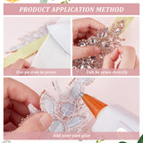 Flower Glass Crystal Rhinestone Applques, for Bridal Dress, Belt, Crystal, 95x240x5mm