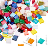 200Pcs 2-Hole Glass Seed Beads, Mixed Style, Rectangle, Mixed Color, 5x4.5~5.5x2~2.5mm, Hole: 0.5~0.8mm