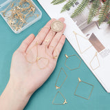 40Pcs 10 Style 304 Stainless Steel Wire Pendants, Hoop Earring Findings, Trapezoid & Polygon & Teardrop, Golden, 27~49.5x17.5~40x0.5~0.6mm, Hole: 1~1.2mm, 4pcs/styel