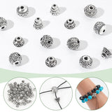 40Pcs 4 Style Tibetan Style Alloy 3 Hole Guru Beads, T-Drilled Beads, Gourd, Antique Silver, 7~8x6~7mm, Hole: 5~6mm and 1.6~1.8mm, 10Pcs/style