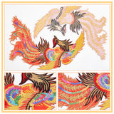 Phoenix Computerized Embroidery Cloth Iron on/Sew on Patches, Costume Accessories, Gold, 300x204x1mm, 2pcs/set