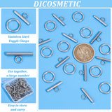 50 Sets 304 Stainless Steel Toggle Clasps, Ring, Stainless Steel Color, Ring: 19x14x2mm, Bar: 20x7x2mm, Hole: 3mm