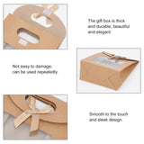 Blank Kraft Paper Bags, with Handles & Clear Windows, Rectangle, for Gift Packaging, Camel, 11.9x6.15x15.7cm, Unfold: 16x12x0.55Cm