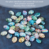 Glass Cabochons, Oval, Mixed Color, 25x18mm, about 50pcs/bag, 1 bag/box