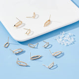 12Pcs 2 Style Brass Stud Earring Findings, with Loop, Oval, Nickel Free, with 30Pcs Plastic Ear Nuts, Real 18K Gold Plated, 12~19x6~6.5mm, Pin: 0.7mm, 6pcs/style