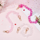 3Pcs 3 Colors Pink Series Acrylic Cable Chain Bag Handles, with Alloy Swivel Clasps, for Bag Strap replacement Accessories, Mixed Color, 455mm, 1pc/color