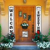 Polyester Hanging Sign for Home Office Front Door Porch Decorations, Rectangle & Square, Word Give Thanks, White, 180x30cm and 30x30cm, 3pcs/set