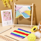 DIY Mini Wooden Detachable Loom Machine, with Random Color Yarn & Cord, BurlyWood, 16.5~21x0.1~1.5x0.1~1.5cm