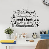 PVC Wall Stickers, for Home Living Room Bedroom Decoration, Black, Book Pattern, 800x350mm