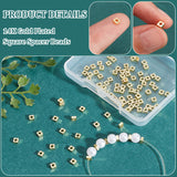 100Pcs Brass Spacer Beads, Long-Lasting Plated, Square, Real 14K Gold Plated, 3x3x1.5mm, Hole: 1.6mm