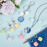 Opaque Resin Yarn Ball Charm Locking Stitch Markers, 304 Stainless Steel Clasp Stitch Marker, Mixed Color, 3.5cm, 12pcs/set