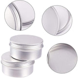 Round Aluminium Tin Cans, Aluminium Jar, Storage Containers for Cosmetic, Candles, Candies, with Screw Top Lid, Silver, 6.8x3.5cm, Capacity: 80ml, 12pcs/box