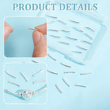 30Pcs 925 Sterling Silver Curved Tube Beads, with Suede Fabric Square Silver Polishing Cloth, Silver, 10x1.5mm, Hole: 1mm