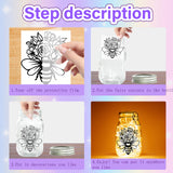PVC Lamp Film for DIY Colorful Light Hanging Lamp Frosted Glass Jar, Bees Pattern, 100x90mm