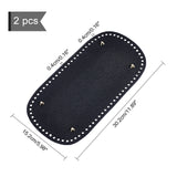 2Pcs PU Leather with Iron Oval Bottom, for Knitting Bag, Women Bags Handmade DIY Accessories, Black, 30.2x15.2x0.4~1cm, Hole: 4mm, 2pcs/set