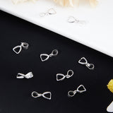 10Pcs 925 Sterling Silver Ice Pick Pinch Bails, with 925 Stamp, Silver, 12mm, Hole: 3x4mm, Pin: 0.7mm