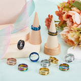 12Pcs 6 Colors 304 Stainless Steel Grooved Finger Ring Settings, Ring Core Blank, for Inlay Ring Jewelry Making, Mixed Color, US Size 8(18.1mm), 2Pcs/color