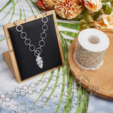 1 Roll Brass Handmade Mother-son Chains, Unwelded, with Spool, Silver, 12x0.8mm and 7.5x1.2x0.5mm, about 32.8 Feet(10m)/roll