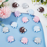 15Pcs 5 Colors Hedgehog Food Grade Eco-Friendly Silicone Beads, Chewing Beads For Teethers, DIY Nursing Necklaces Making, Mixed Color, 31x33x10mm, Hole: 2mm, 3pcs/color