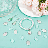 DIY Blank Oval Dome Pendant Making Kit, Including 304 Stainless Steel Pendant Settings, Glass Cabochons, Stainless Steel Color, 80Pcs/box