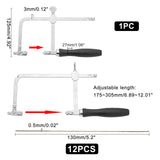 Alloy Steel Handle Saw Frame, with Plastic and Iron, for Wood Stone Jade Metal Cutting, Black, 17.5~30.5x12.5x2.7cm