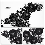 Lace Embroidery Costume Accessories, Applique Patch, Sewing Craft Decoration, Flower, Black, 4pcs/bag