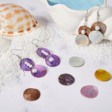 160Pcs 8 Colors Spray Painted Natural Akoya Shell Pendants, Mother of Shell, Flat Round Charms, Mixed Color, 20~20.5x0.5~3mm, Hole: 1.4~1.5mm, 20pcs/color