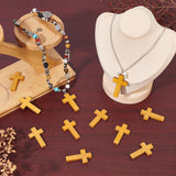 80Pcs Maple Wood Pendants, Dyed, Religion Cross Charms, Chocolate, 42x24.5x4mm, Hole: 2mm