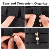 Double-sided Soft Felt Wall-Mounted Jewelry Hanging Rolls, for Earrings, Necklaces Organizer Holder, with Platinum Tone Iron Hooks, Black, 65.5cm