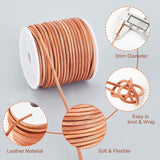 Cowhide Leather Cord, Jewelry Cord, Jewelry Making Material, BurlyWood, 3mm, about 21.87 Yards(20m)/Roll