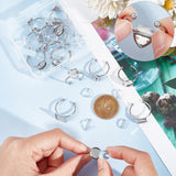 DIY Blank Cuff Ring Making Kit, Including 304 Stainless Steel Open Ring Components, Glass Cabochons, Heart & Square & Oval, Stainless Steel Color, 40Pcs/box