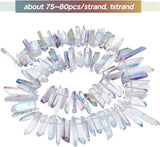 1 Strand Plated Natural Quartz Crystal Beads Strands, Nuggets, Rainbow Plated, 10~36x4~10x4~10mm, Hole: 1mm, about 51~55pcs/strand, 15.35 inch