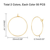 316 Stainless Steel Wine Glass Charms Rings, Hoop Earring Findings, DIY Material for Basketball Wives Hoop Earrings, Golden & Stainless Steel Color, 21 Gauge, 29x25x0.7mm, 2 colors, 50pcs/color, 100pcs/box